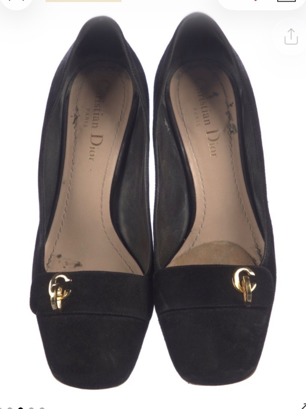 Christian Dior Suede Loafer Flats Size 6 36 Black Gold Buckle Classic Equestrian